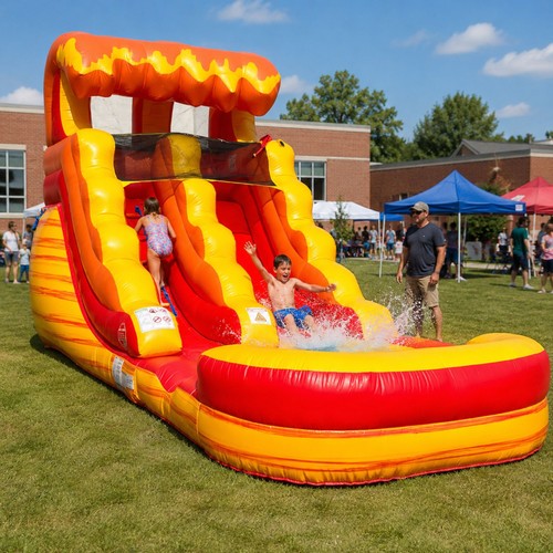 Inflatable water slide with - slide,